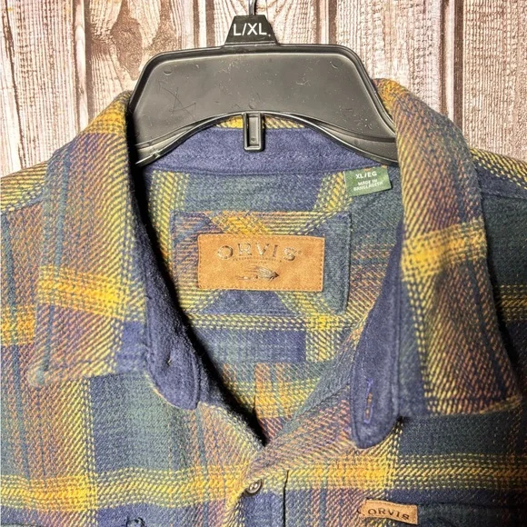 Orvis Plaid Shirt Jacket in Yellow and Blue - Picture 10 of 14
